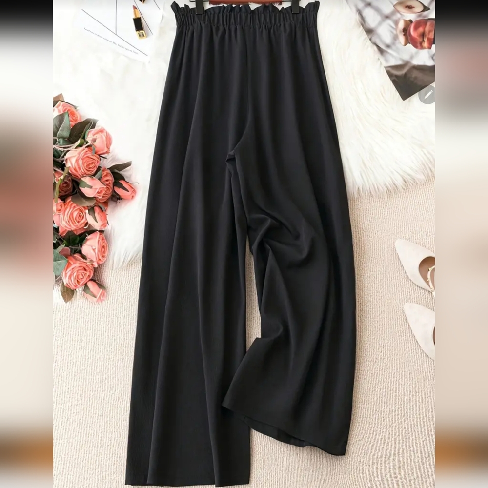 Elegant Black Women's Wide-Leg Pants